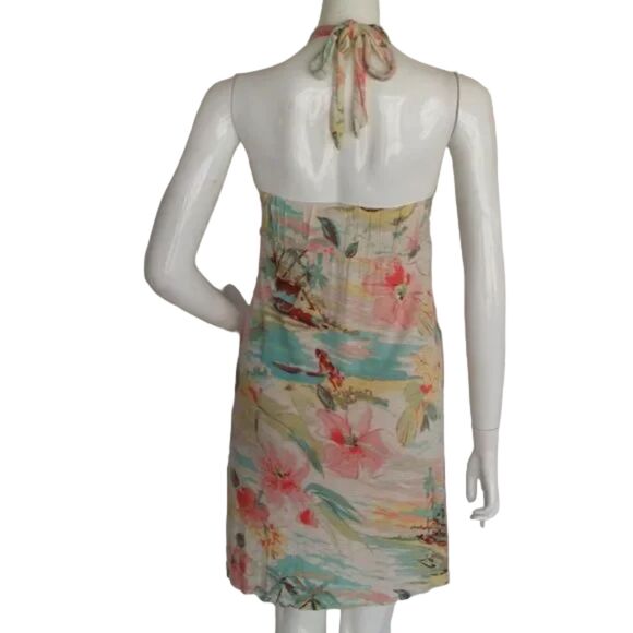 TOMMY BAHAMA Halter Dress, S, Beach/Island Print Hibiscus/Palm Trees, Multicolor - Picture 7 of 12
